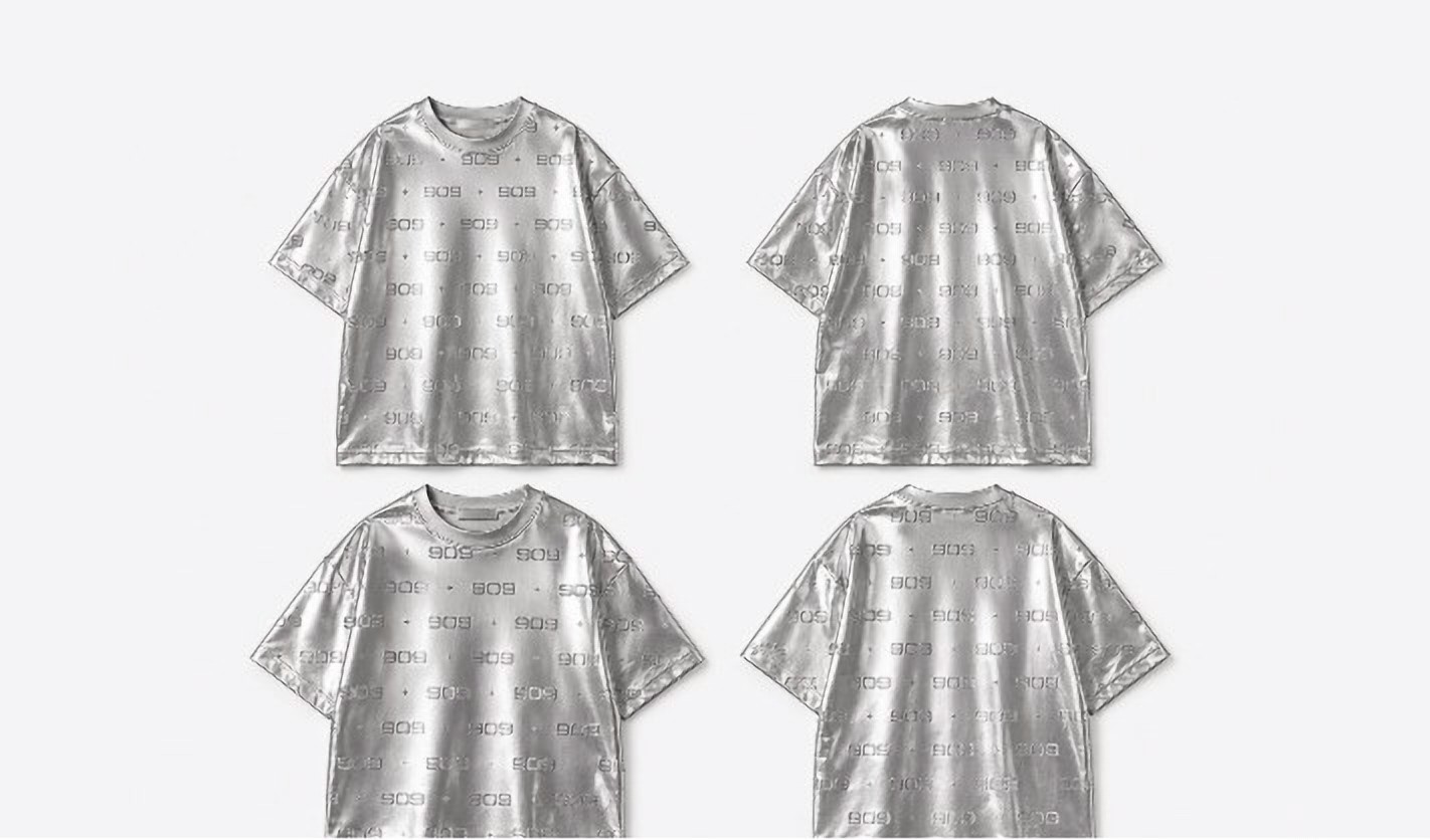 All-over 909 silver tee, flat