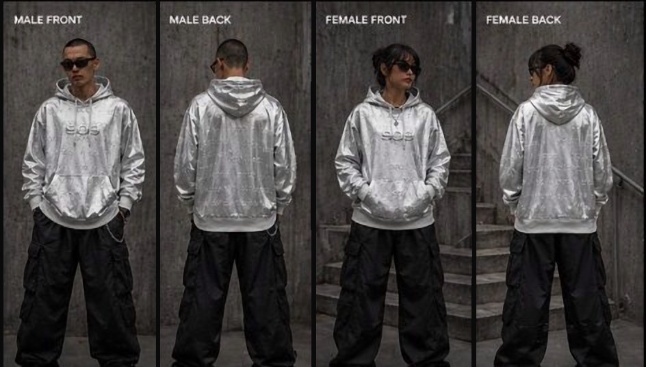 Silver hoodie, men & women