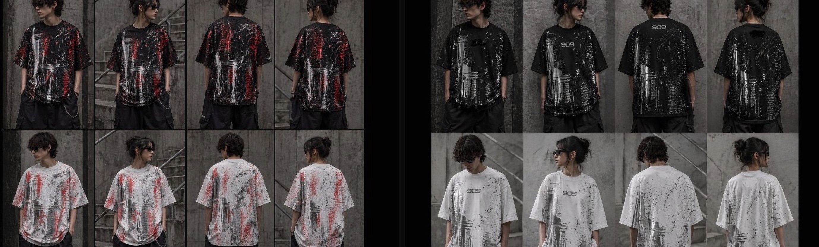 Splatter tees, worn